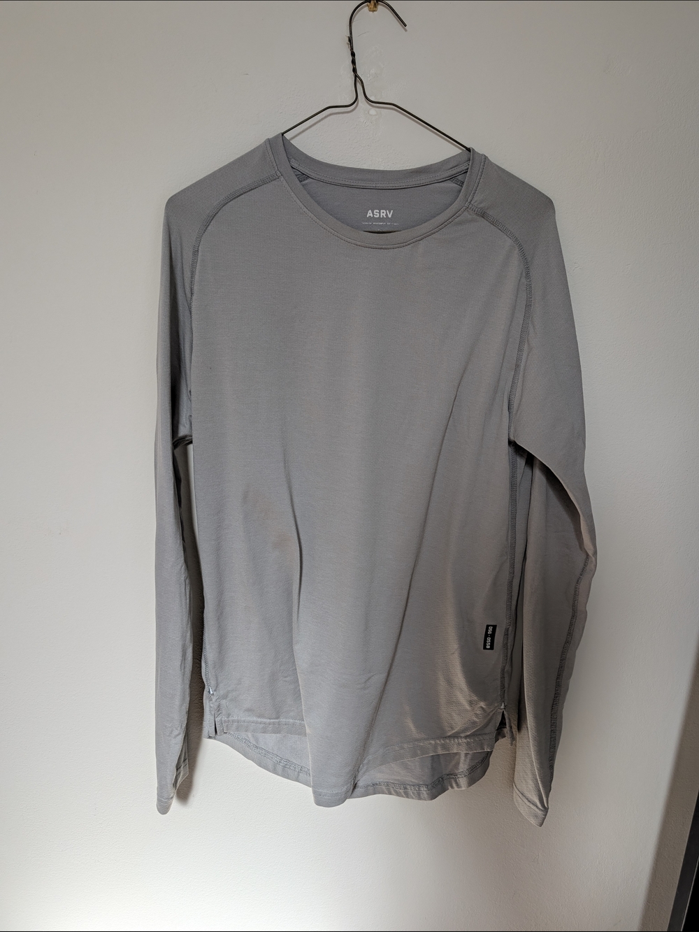 ASRV Long-Sleeve Crew Shirt in Light Gray